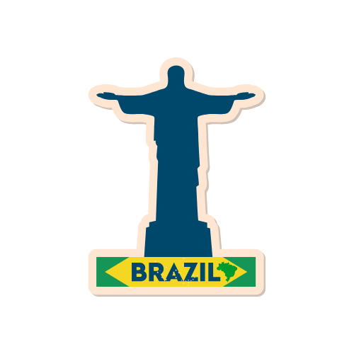 Autocollant de voyage Brésil coloré pour personnaliser un protège-passeport Stampy. Sticker résistant illustrant l'ambiance tropicale et festive de l'Amérique du Sud.